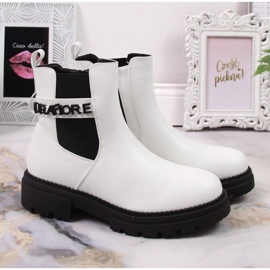 Botines Chelsea de mujer con plataforma blanca aislada Laura La.Fi blanco 2