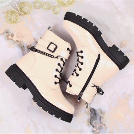 Laura La.Fi Botas de mujer de charol con cadena, aislantes, beige La.Fi 3