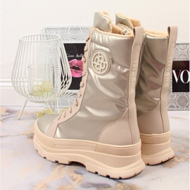 Botas de nieve beige metalizado para mujer Bugatti KK253134 1 Botas de nieve beige metalizado para mujer Bugatti KK253134 1