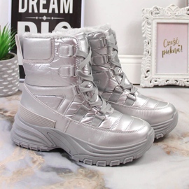 Botas de nieve mujer con cordones plata metalizada Potocki 2