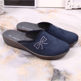 Cómodas zapatillas de estar por casa mujer Inblu velour azul marino 3