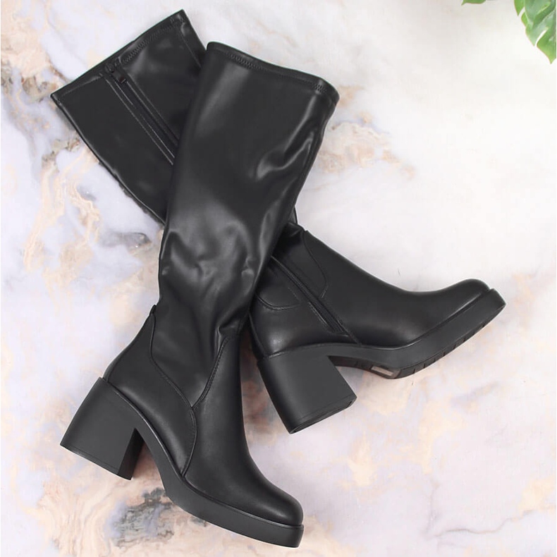Negro Botas aislantes mujer tacon alto Sergio Leone 1
