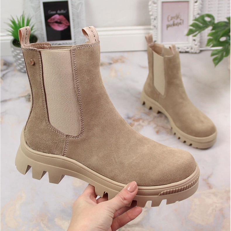 Botas Jodhpur de piel y ante, con aislamiento beige Filippo 2