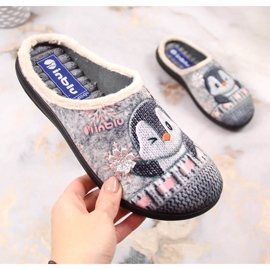 Cómodas zapatillas de estar por casa calentitas para mujer con el pingüino de Inblu gris 2