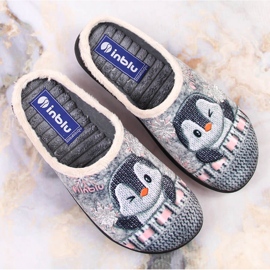 Cómodas zapatillas de estar por casa calentitas para mujer con el pingüino de Inblu gris 5