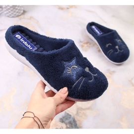 Cómodas zapatillas de estar por casa Inblu azul marino para mujer 2