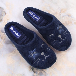 Cómodas zapatillas de estar por casa Inblu azul marino para mujer 4