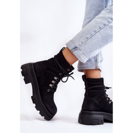 Botas cálidas de piel con cordones Negro Merisha 6