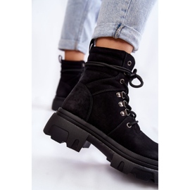 Botas cálidas de piel con cordones Negro Merisha 4