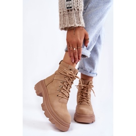 Botas cálidas de cuero con cordones Beige Merisha 1 Botas cálidas de cuero con cordones Beige Merisha 1