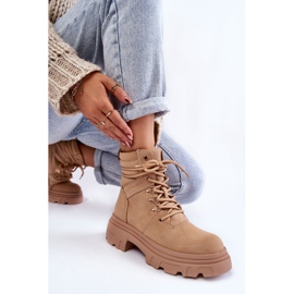 Botas cálidas de cuero con cordones Beige Merisha 6