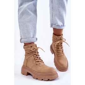 Botas cálidas de cuero con cordones Beige Merisha 4