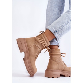 Botas cálidas de cuero con cordones Beige Merisha 5