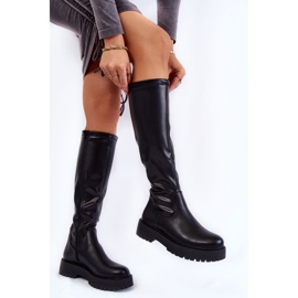 Sergio Leone Botas De Mujer De Cuero En La Plataforma Aretha Negra negro 4