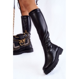 Sergio Leone Botas De Mujer De Cuero En La Plataforma Aretha Negra negro 7