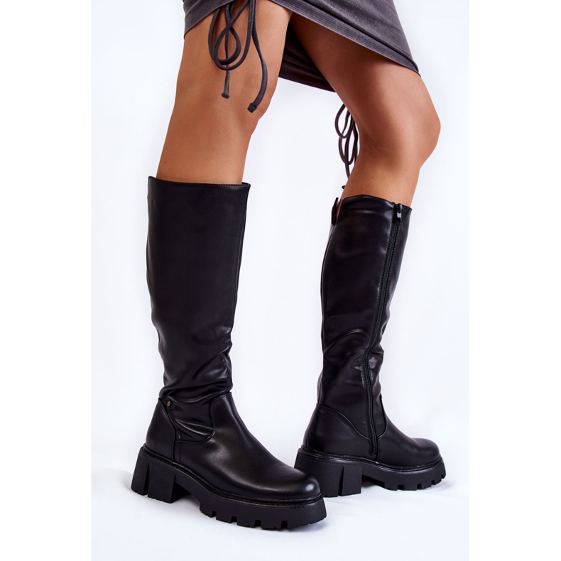 Sergio Leone Botas Altas Mujer Piel Negra Caldera negro 2 Sergio Leone Botas Altas Mujer Piel Negra Caldera negro 2