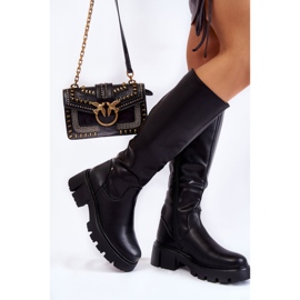 Sergio Leone Botas Altas Mujer Piel Negra Caldera negro 5