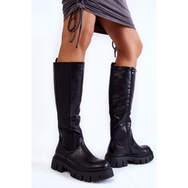 PE1 Botas De Mujer En La Plataforma Hasta La Rodilla Negro Milania 2