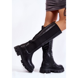 PE1 Botas De Mujer En La Plataforma Hasta La Rodilla Negro Milania 3