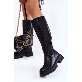 PE1 Botas De Mujer En La Plataforma Hasta La Rodilla Negro Milania 4