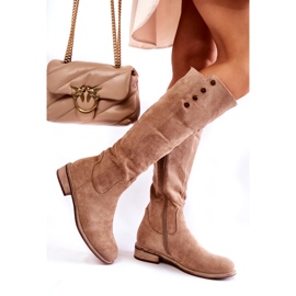 S.Barski Botas cálidas de ante con tacón plano Beige Laura 3
