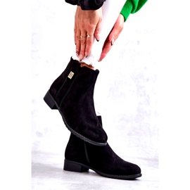 S.Barski Botines Mujer De Ante Con Adorno, Negro 1