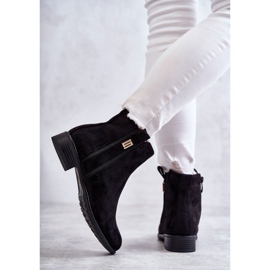 S.Barski Botines Mujer De Ante Con Adorno, Negro 2