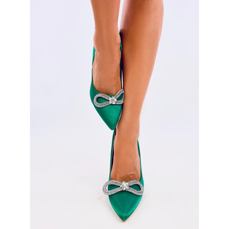 Elegantes tacones con piedras Sugar Green verde 2