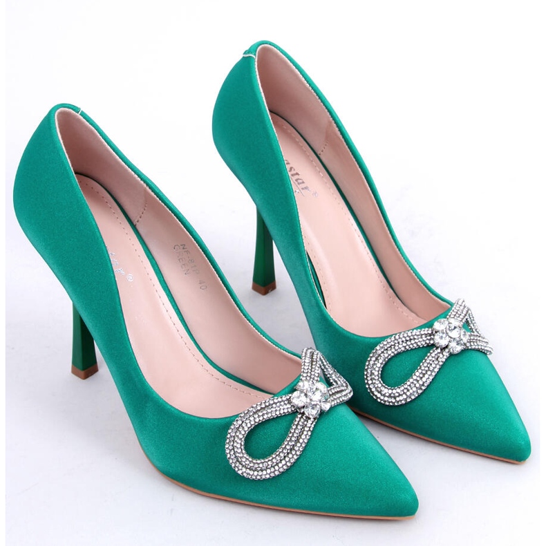 Elegantes tacones con piedras Sugar Green verde 1