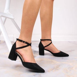 T.Sokolski Zapatos de tacón para mujer de ante con tacón en punta, negro 4