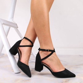 T.Sokolski Zapatos de tacón para mujer de ante con tacón en punta, negro 3