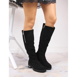 Filippo Botas de mujer de ante con cremallera, insuladas negras Potocki negro 5