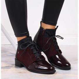 Botines Jezzi mujer tacón plano granate burdeos rojo 6