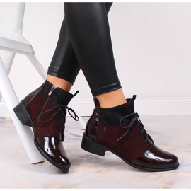 Botines Jezzi mujer tacón plano granate burdeos rojo 4