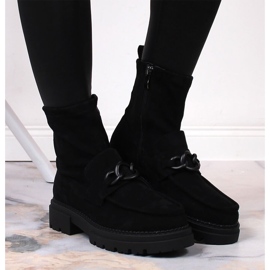 Mocasines cálidos negros de mujer Laura La.Fi de ante 6