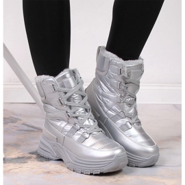 Botas de nieve mujer con cordones plata metalizada Potocki 6
