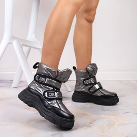 Botas nieve niño Potocki peltre velcro plata 5