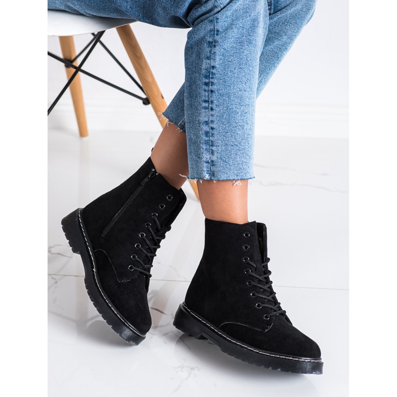 SHELOVET Trappers de gamuza cálida negro 2