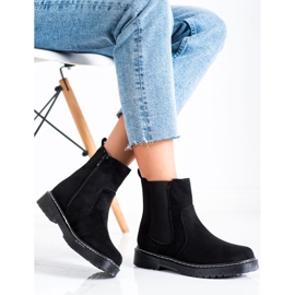 SHELOVET Botines de ante con pelo negro 1