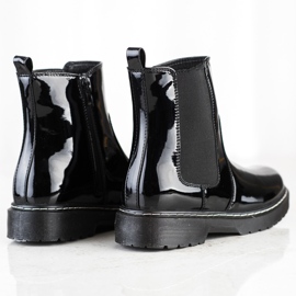 SHELOVET Botines lacados con pelo negro 5