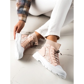 Goodin Zapatillas altas de moda blanco rosado 2