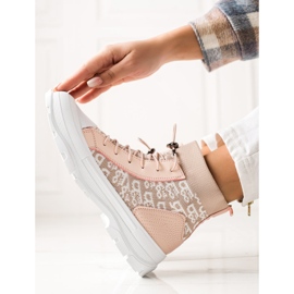 Goodin Zapatillas altas de moda blanco rosado 3