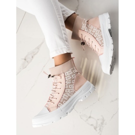 Goodin Zapatillas altas de moda blanco rosado 4