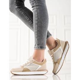 Sweet Shoes Zapatillas con malla beige marrón 1