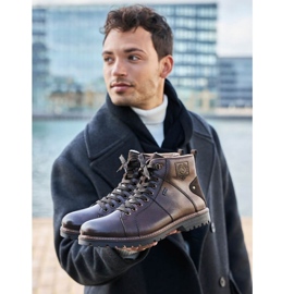 Botas impermeables de invierno con aislamiento de lana de oveja Rieker M RKR553 marrón 2