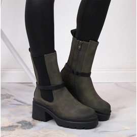 Botas Chelsea de mujer en el poste, verde cálido Jezzi, ante 7