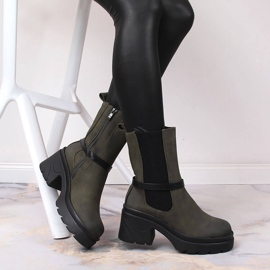 Botas Chelsea de mujer en el poste, verde cálido Jezzi, ante 5
