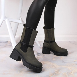 Botas Chelsea de mujer en el poste, verde cálido Jezzi, ante 6