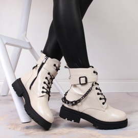 Laura La.Fi Botas de mujer de charol con cadena, aislantes, beige La.Fi 4