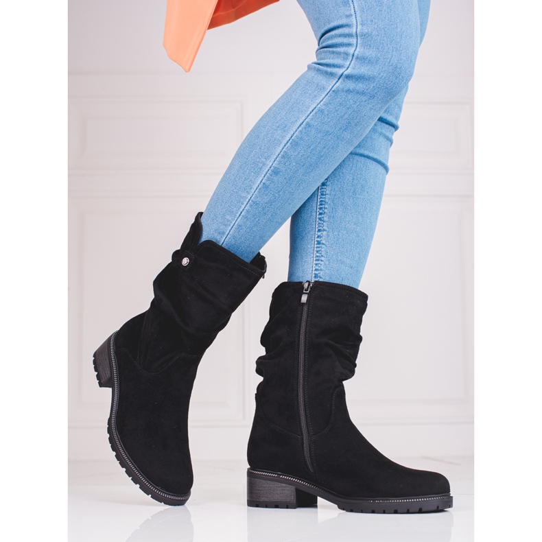Botas altas shelovet de mujer en ante negro 2